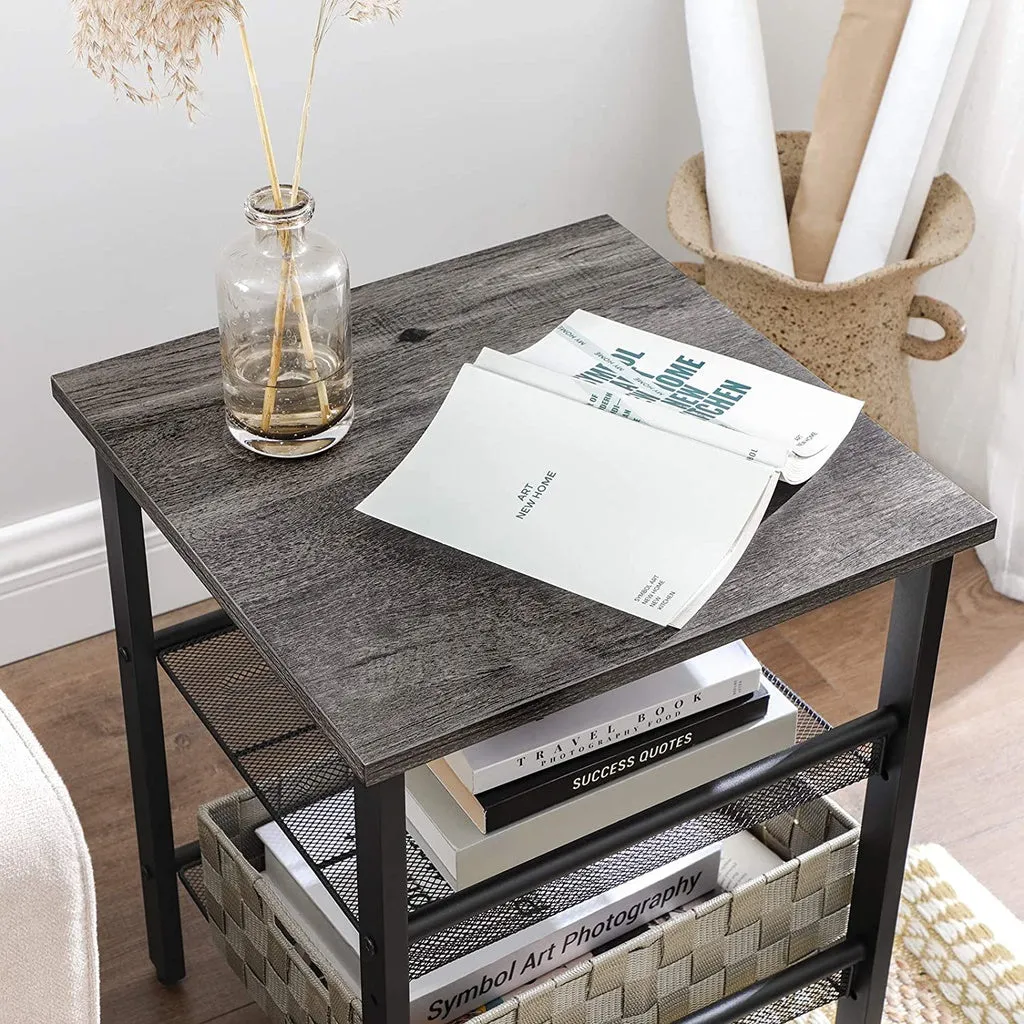 Industrial Charcoal Gray Side Tables, Adjustable Mesh, Set of 2 VASAGLE