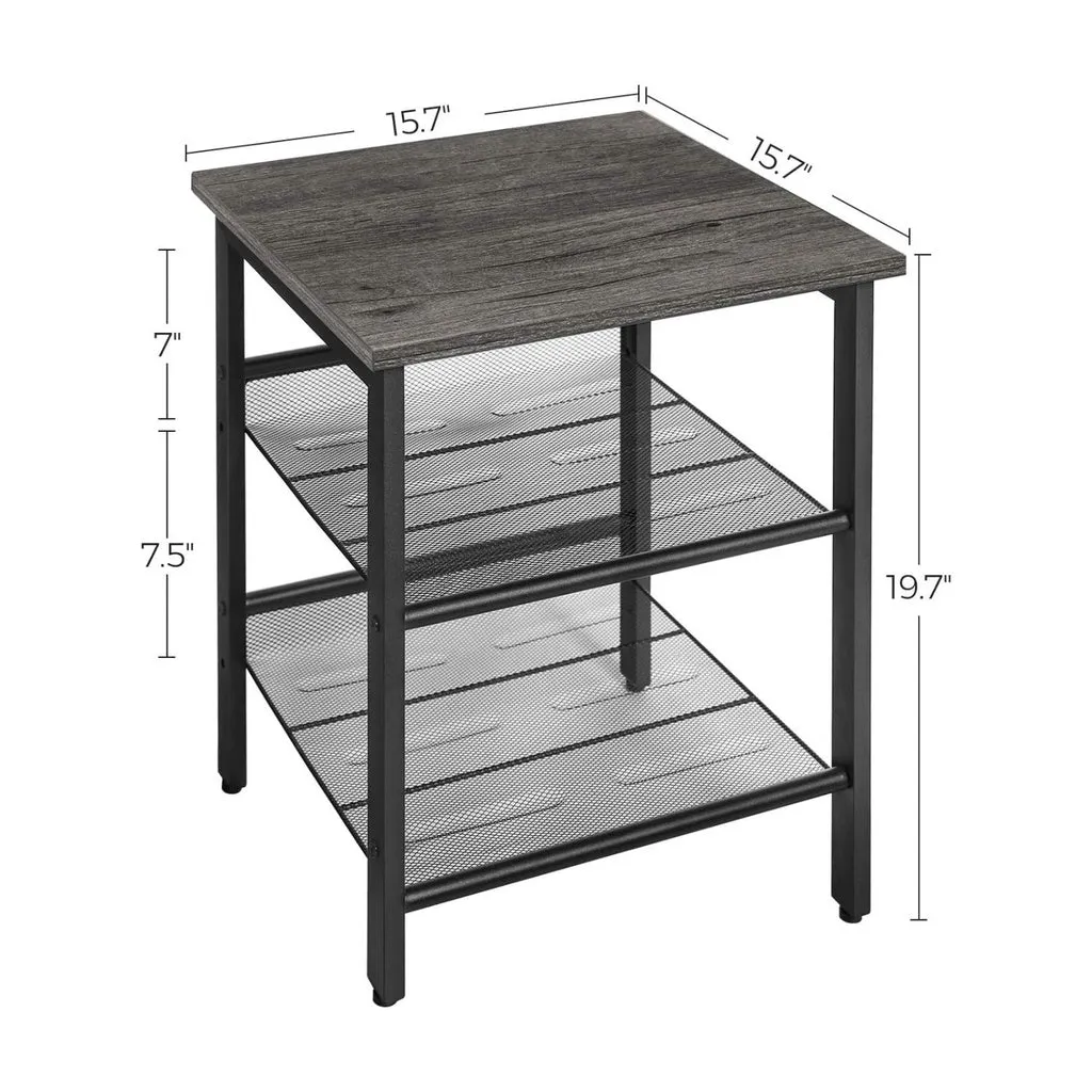 Industrial Charcoal Gray Side Tables, Adjustable Mesh, Set of 2 VASAGLE
