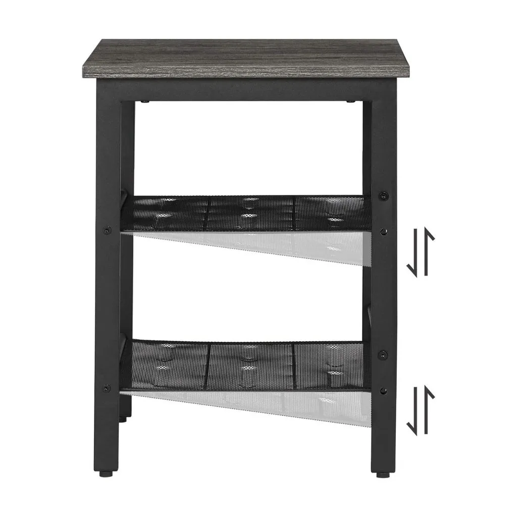 Industrial Charcoal Gray Side Tables, Adjustable Mesh, Set of 2 VASAGLE