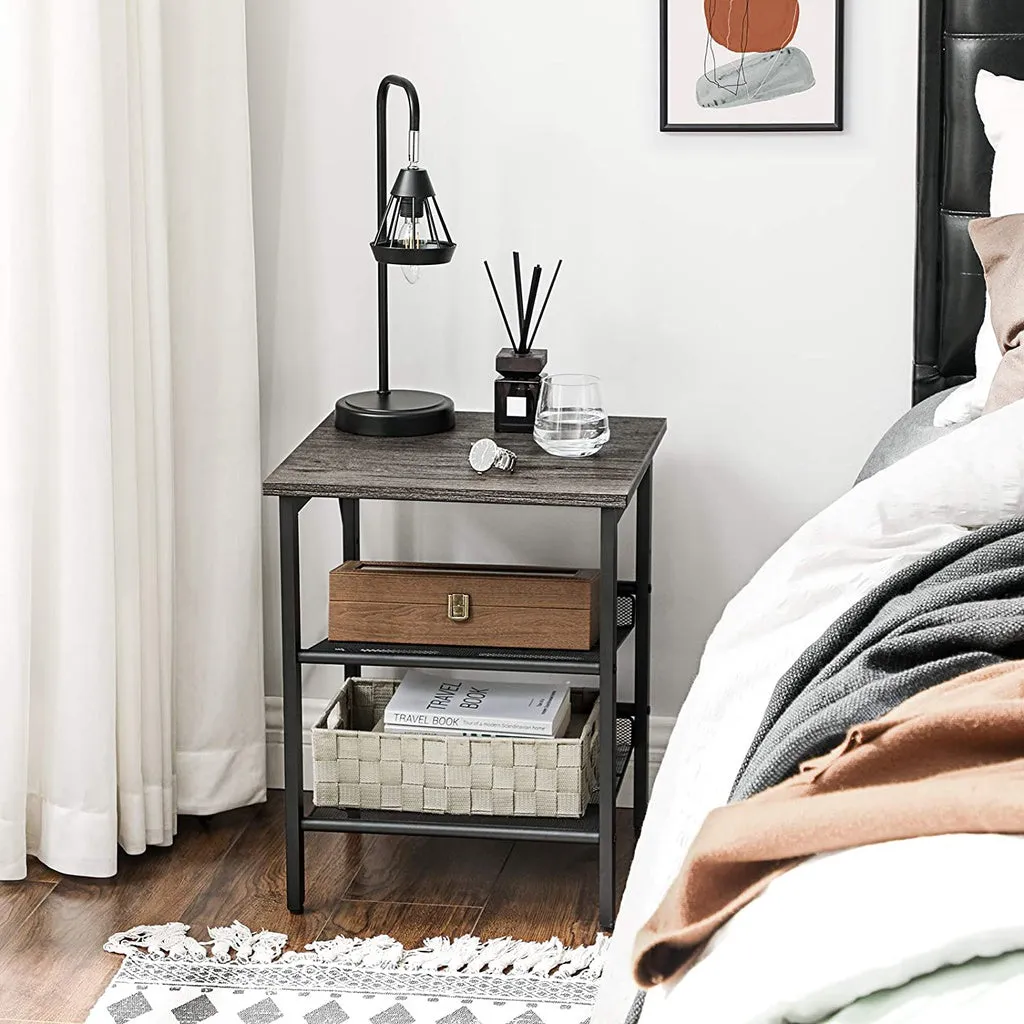 Industrial Charcoal Gray Side Tables, Adjustable Mesh, Set of 2 VASAGLE