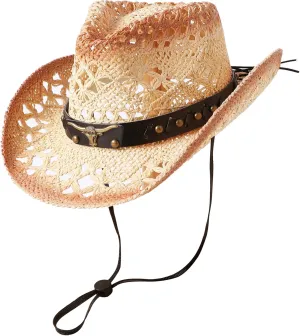 Jastore Straw Cowboy Hats for Toddler Girls Boys Summer Sun Hat Belt Buckle Cowgirl Western Hat for Kids