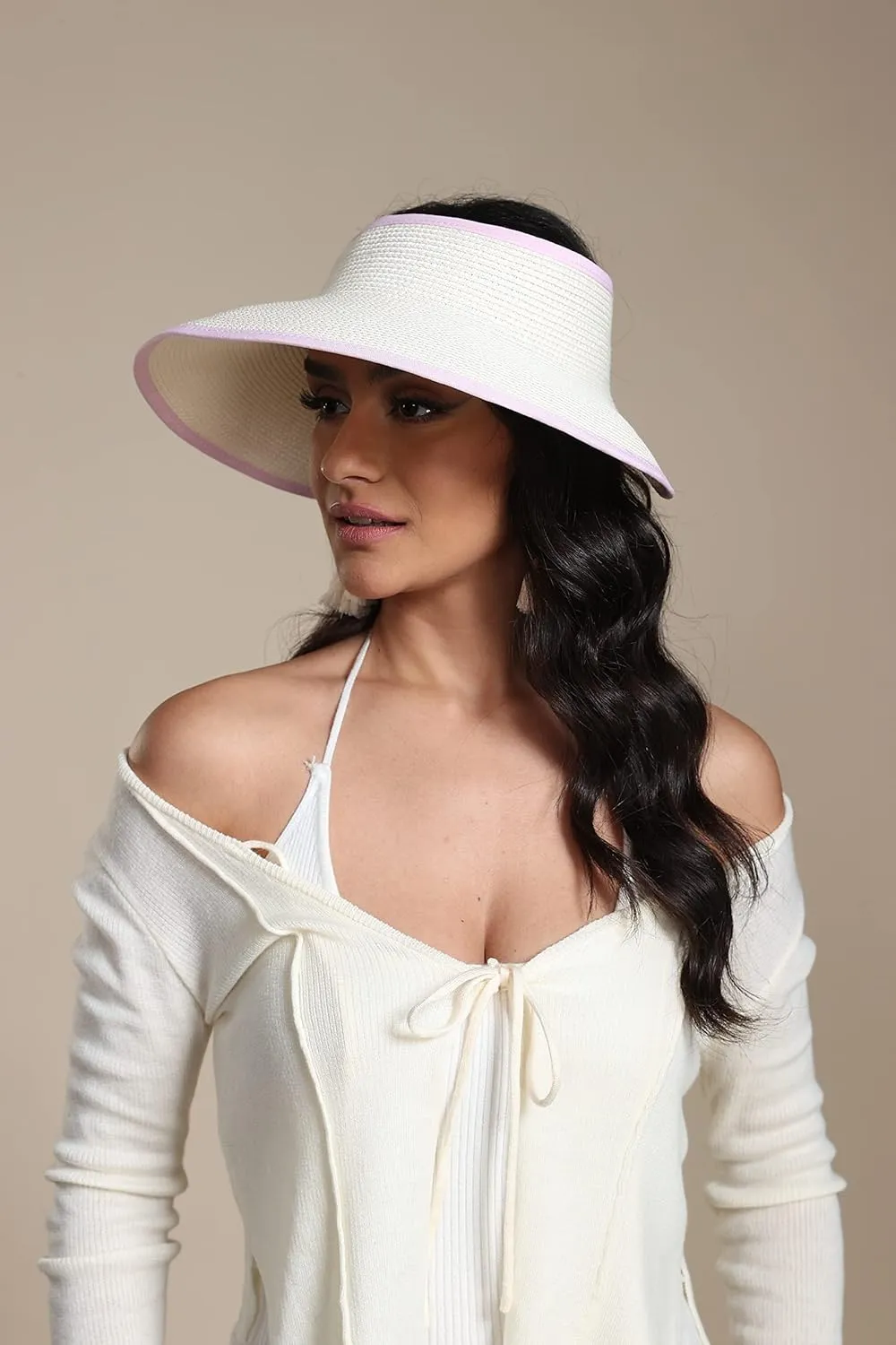 Joywant Sun Visor Hats for Women, Women's Summer Ponytail Foldable Straw Beach Hat with UPF 50 