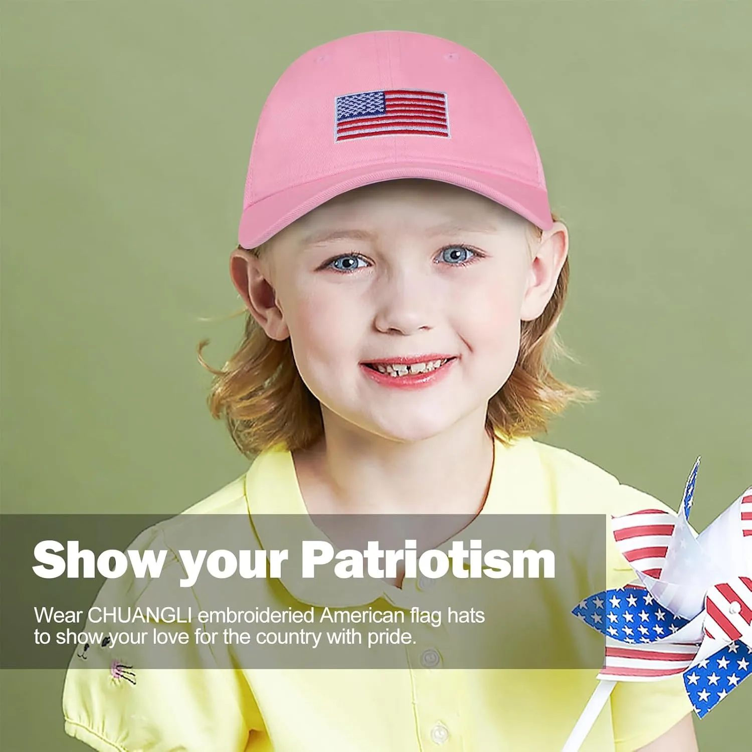 Kids American Flag Baseball Cap Boys Girls Mesh Baseball Hat, Toddler Embroidery Trucker Hat for Age 3-14 Years
