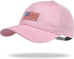 Kids American Flag Baseball Cap Boys Girls Mesh Baseball Hat, Toddler Embroidery Trucker Hat for Age 3-14 Years
