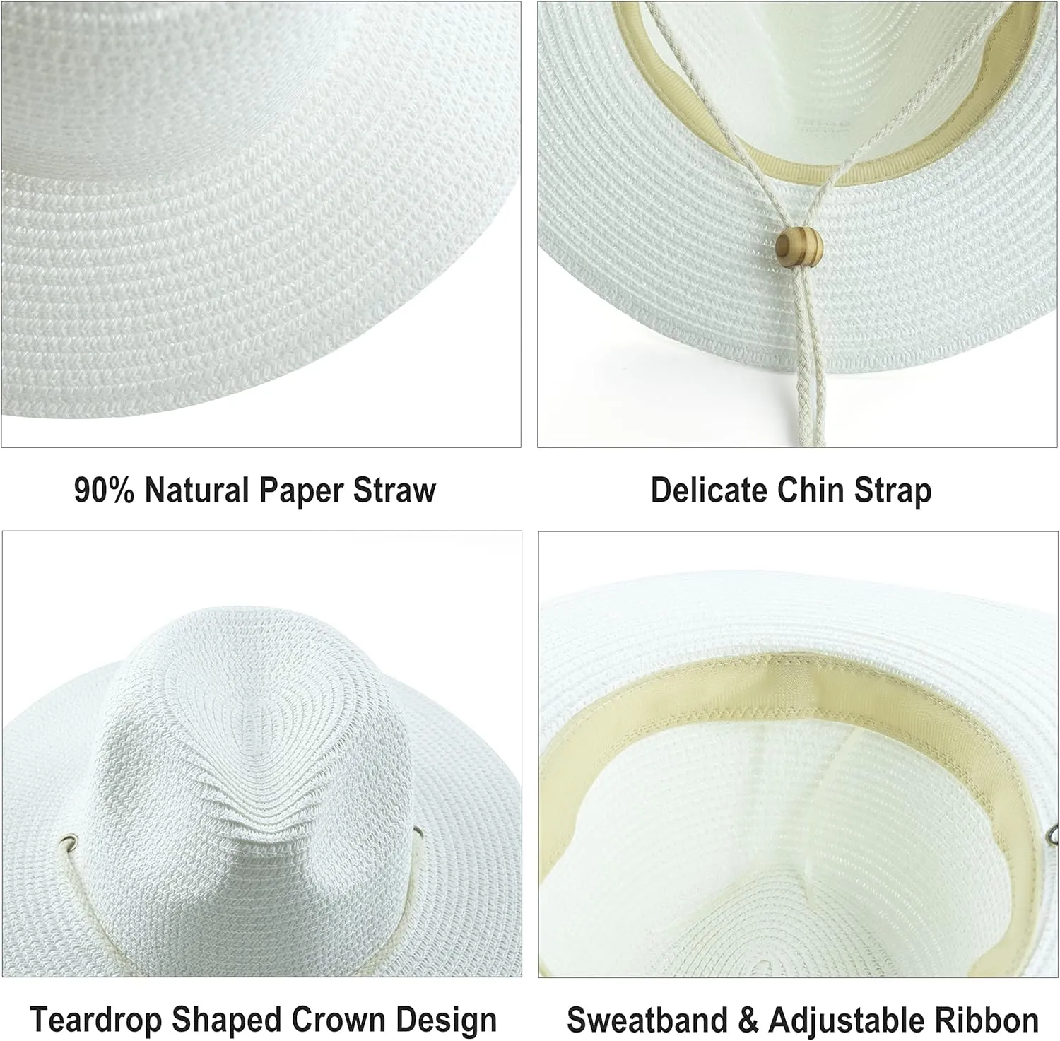 Koreshion Women Straw Fedora Hat Summer Panama Beach Sun Hats UV UPF50  Cap