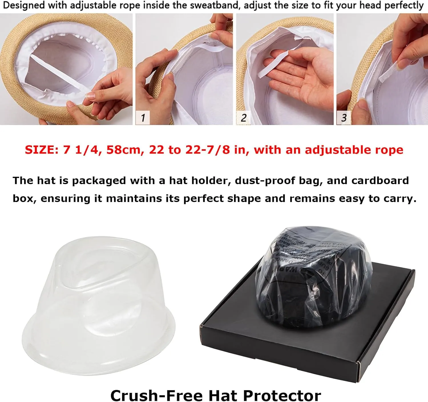 LADYBRO Straw Trilby Fedora Hat for Men 1920s Short Brim Wool Felt Panama Cap 7 1/4