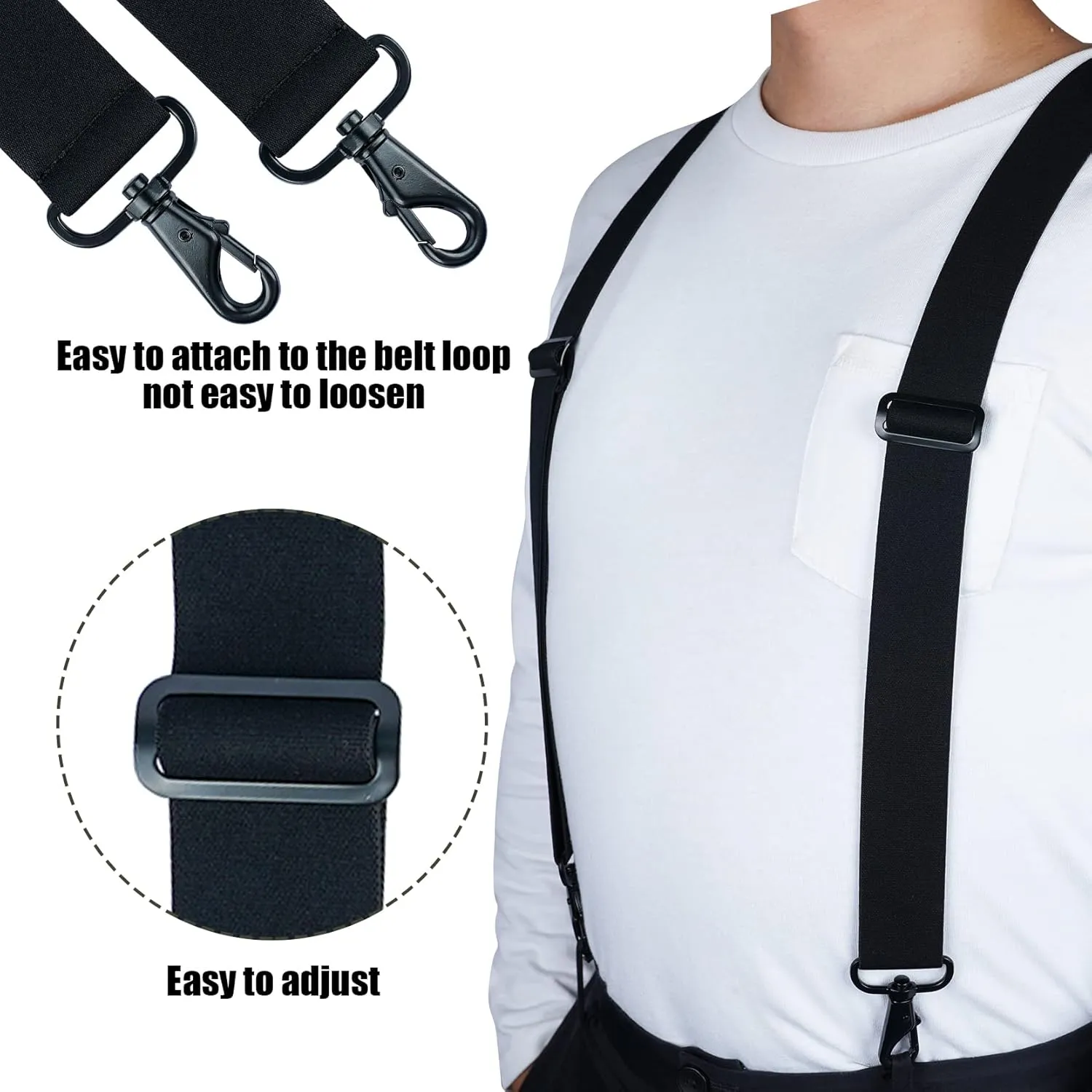 MELOTOUGH Men's Suspender 1.5/2 Inch Wide Suspenders Full Elastic X Back Suspender with Snap Hooks