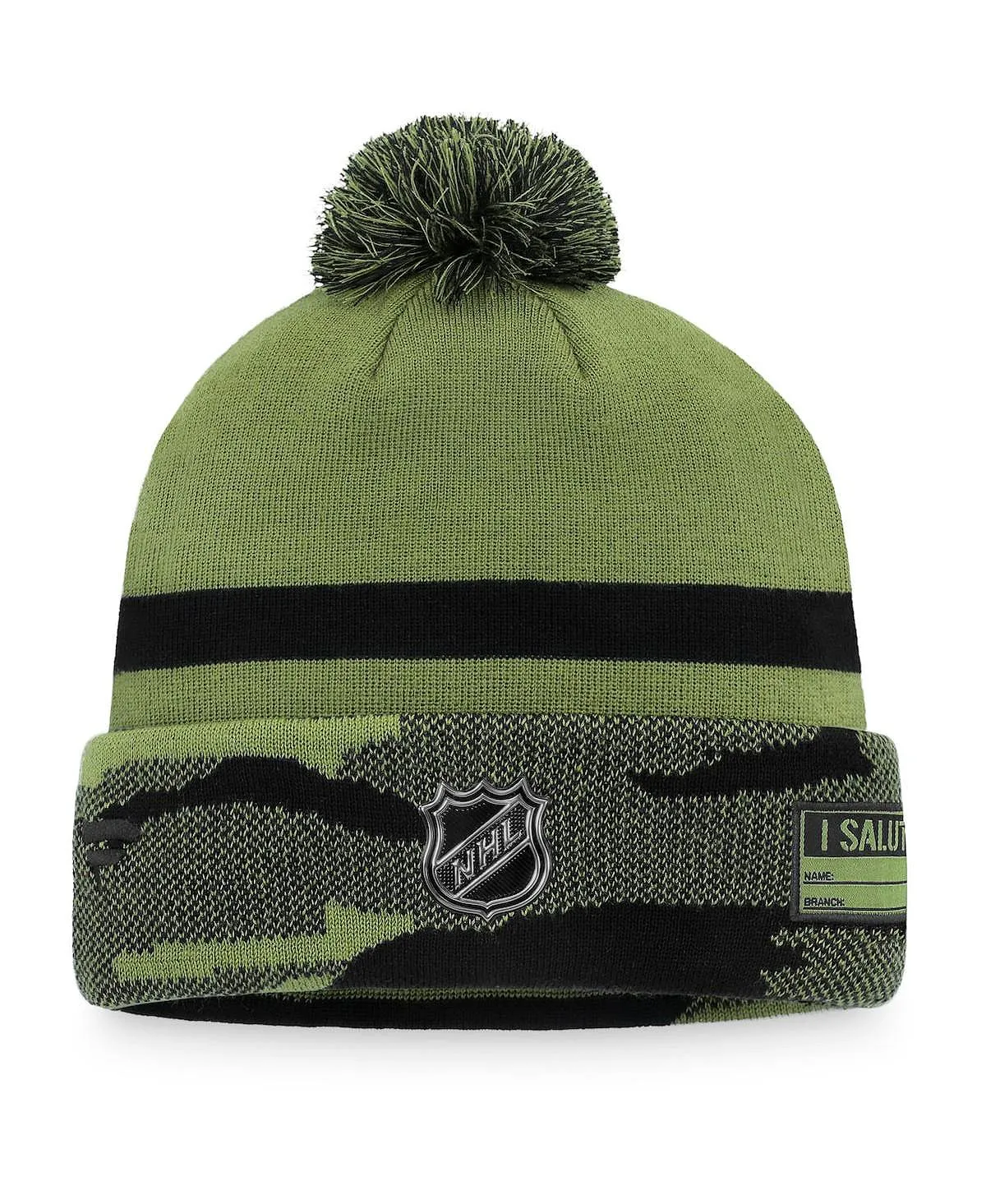 Men's Chicago Blackhawks Military Style Camouflage Knitted Hat with Cuffs and Pom Pom Fanatics