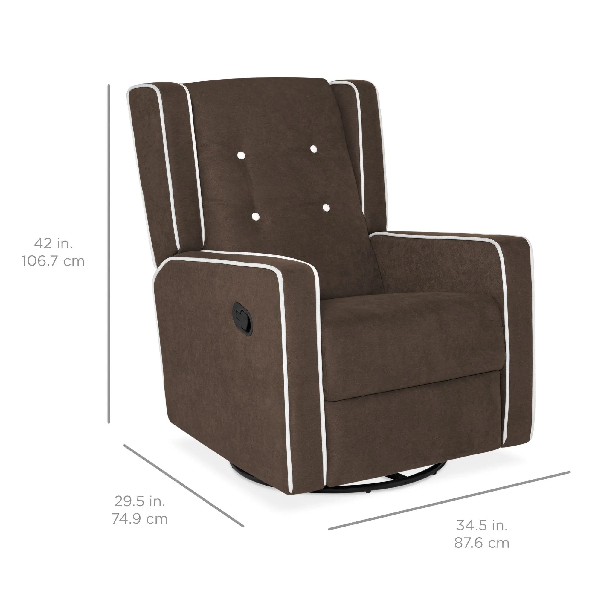 Mid-Century Modern Velvet Upholstered Swivel Recliner Lounge Rocking Chair