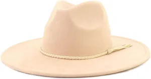 MW&FOFJR Big Wide Brim Fedora Hats for Women Men Western Suede Hat Felt Panama Hat