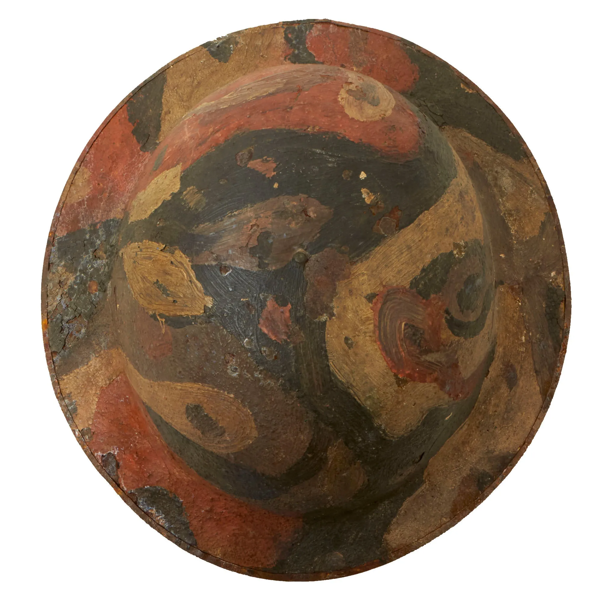 Original U.S. WWI British Made Mk. I Helmet with Artistic Camouflage Pattern - Liner & Partial Chinstrap
