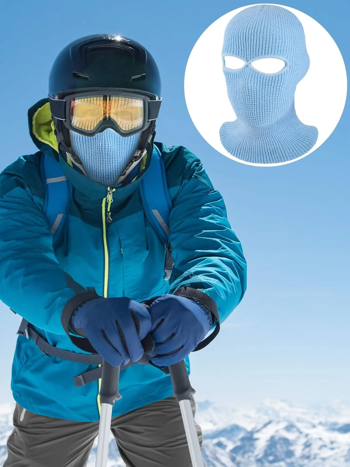 SATINIOR 2-Hole Knitted Ski Mask Full Face Mask Cover Neck Gaiter Winter Balaclava Warm Knit Beanie for Outdoor Sports