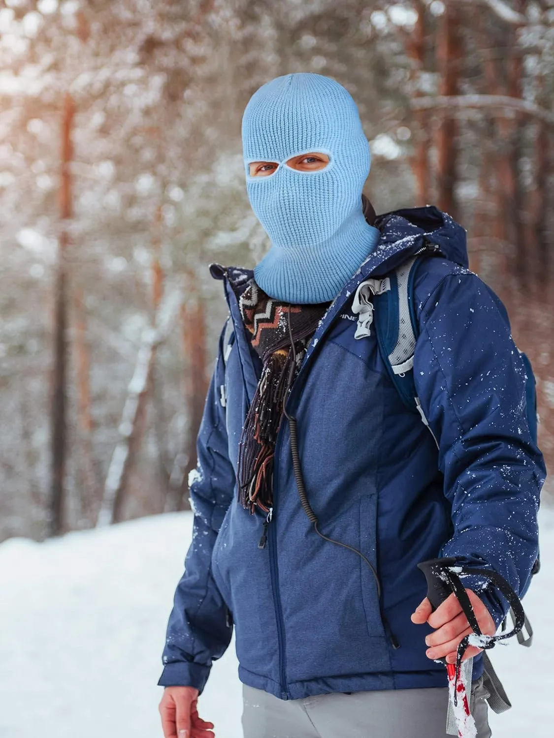 SATINIOR 2-Hole Knitted Ski Mask Full Face Mask Cover Neck Gaiter Winter Balaclava Warm Knit Beanie for Outdoor Sports