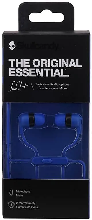 Skullcandy Inkd  Wired Earbuds with 3.5mm Plug, Noise Isolating Fit, Built-In Microphone Call and Track Control, Ear Gel Sizes Included for Custom Fit, Convenient for Travel - Cobalt Blue