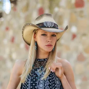 Stampede Women's Western Straw Cowboy Hat - The Triple Heart Tea Stained