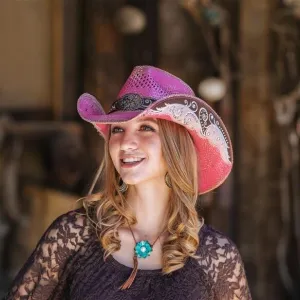 Stampede Women's Western Straw Hat - The Sassy Petunia Pink