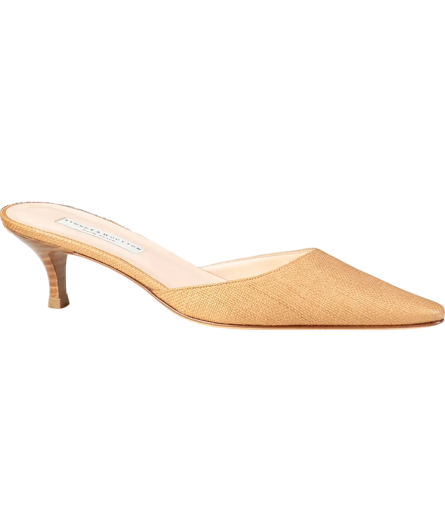 Stubbs & Wootton Brown Panama Luggage Corsini Kitten Heel UK 8 EU 41 👠