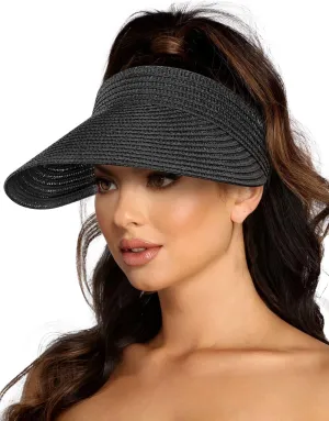 Sun Visor Hats for Women,Beach Sun Hats UPF50  UV Protection Straw Sun Beach Visor Summer Hats Packable
