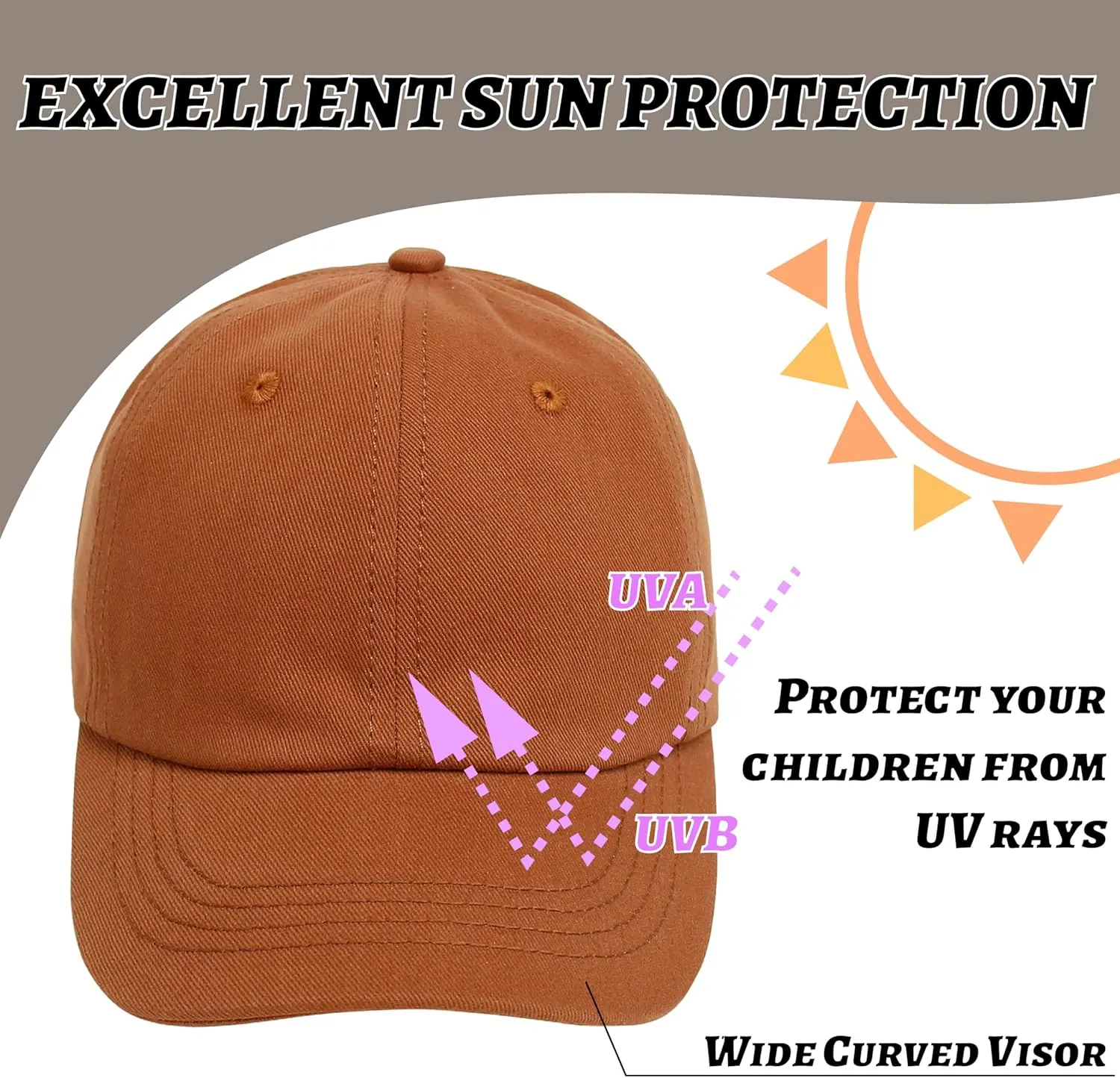 Toddler Boys Baby Girls Baseball Hats Kids Boy Caps Toddler Sun Hats for Summer Adjustable Size for 6M-6Y