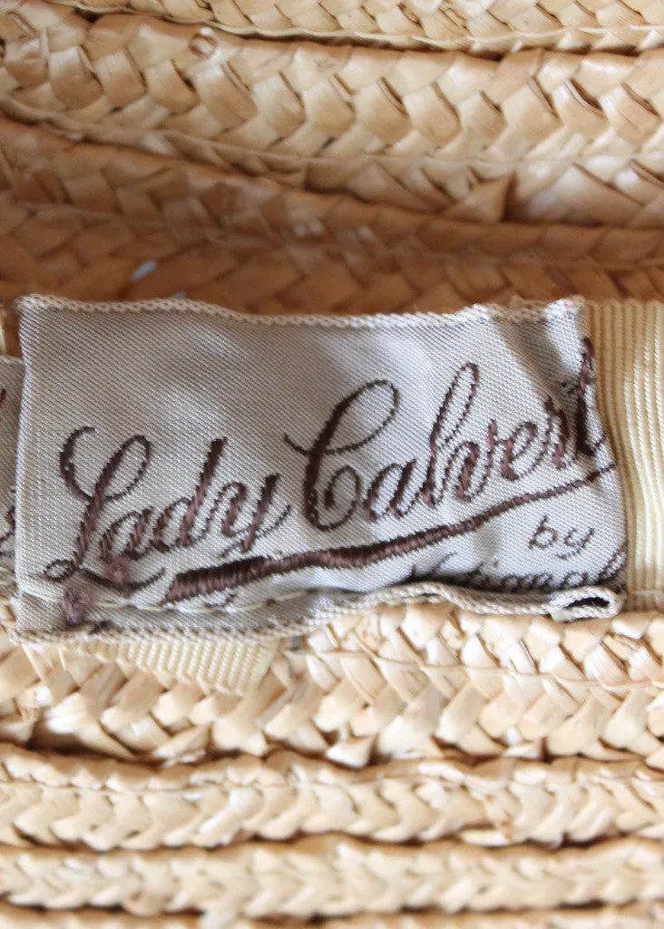 Vintage 1940s Lady Calvert Straw Boater Hat