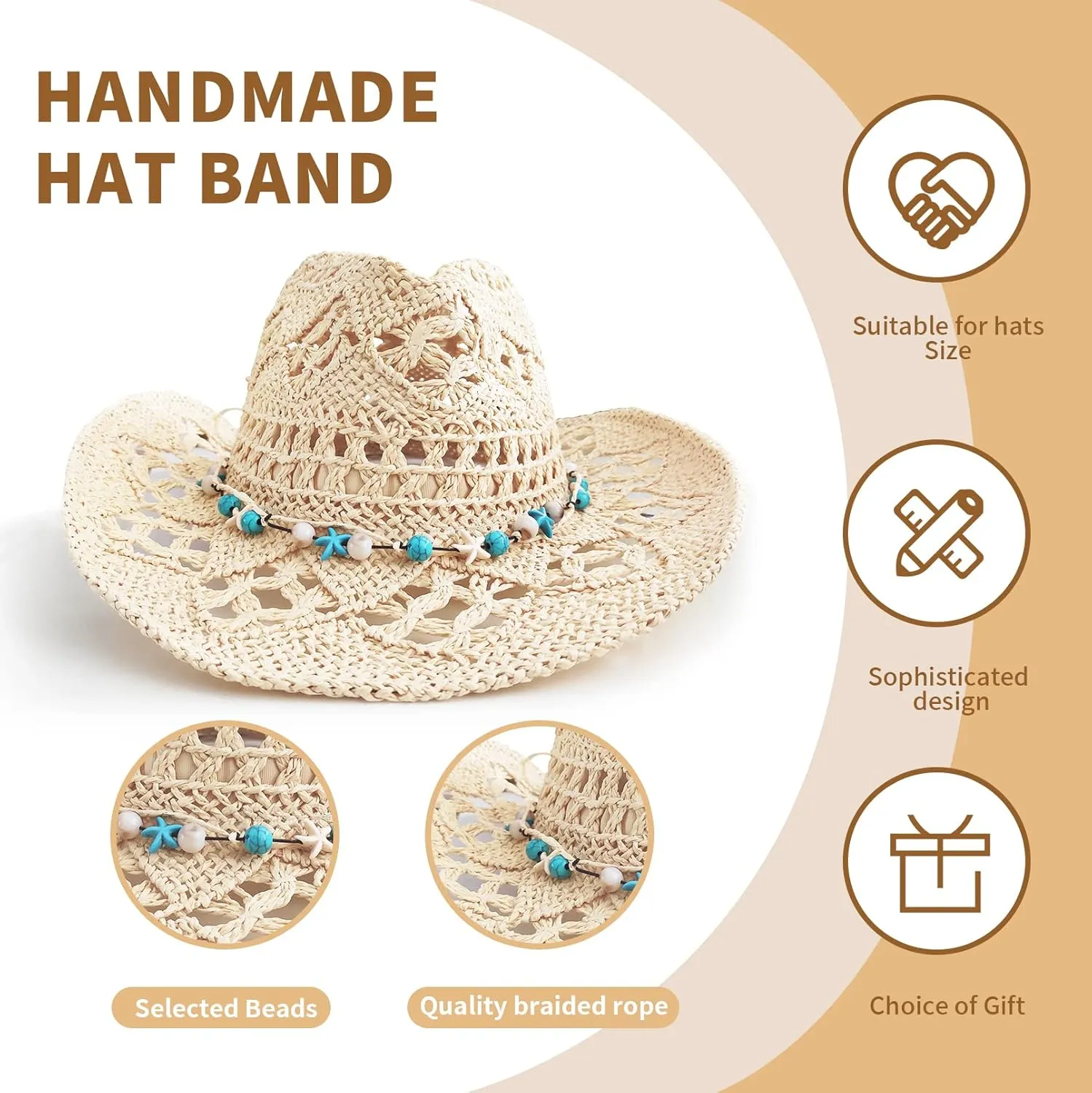 Western Hat Band for Men and Women, Fedora and Panama Hat Band