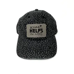 Wine helps me Adult leather patch hat, wine gift for friend, womens baseball cap, birthday gift for her, womens ponytail hats