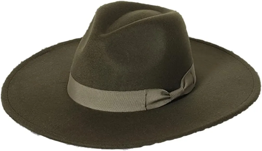 Winter Fedora Hat Top 9.5CM Wide Brim Fedora Man Woman Jazz Hat Yellow Panama Hat,14-56-58cm