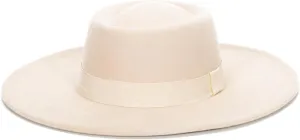 Women 3.75in-Large-Brim Felt-Fedora-Hat Flat-Top Derby-Cap Pork-Pie Boater-Hat Flat-Brim Church-Hat Wedding-Party Size:S/M