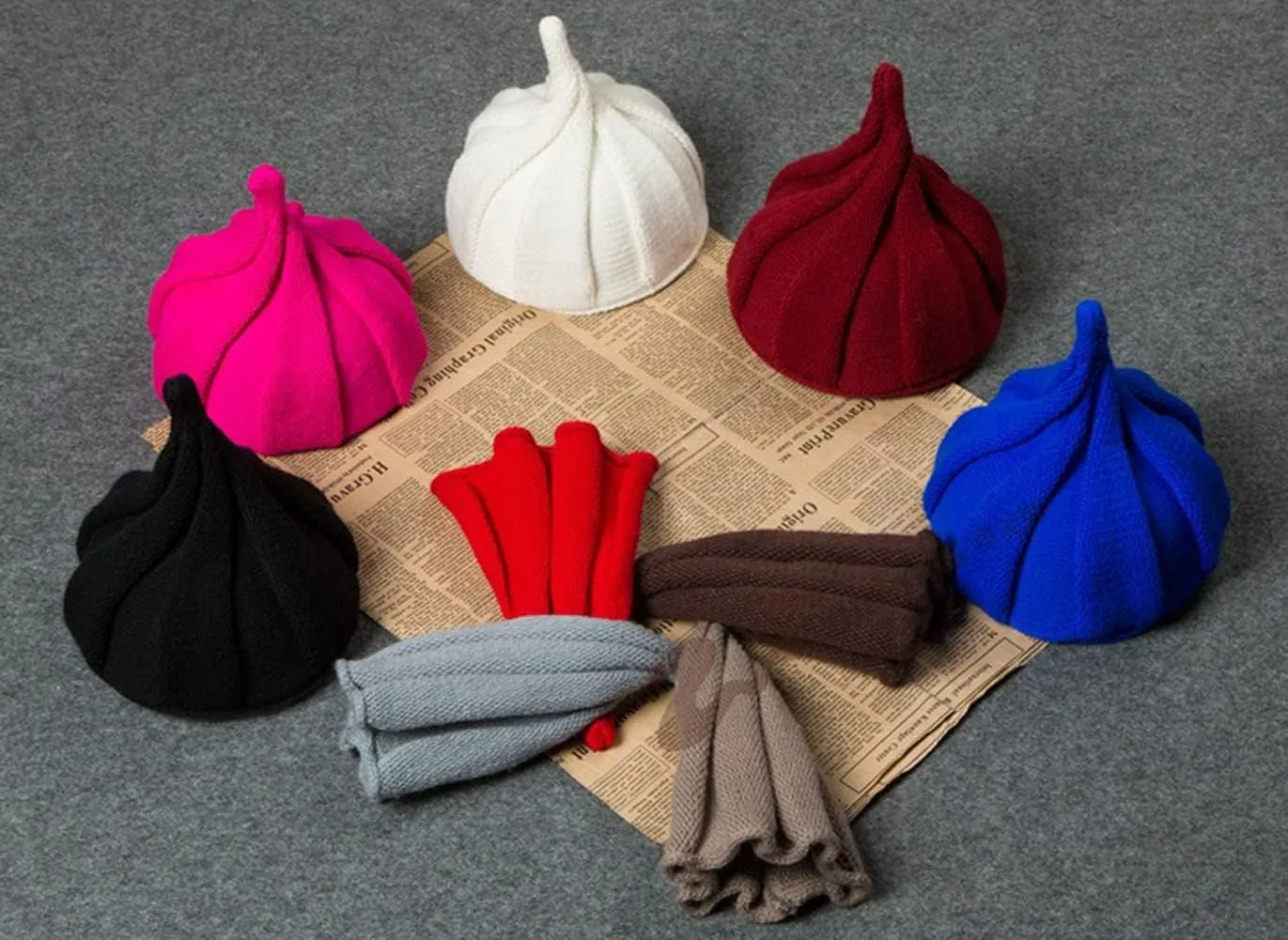 Women Winter Knitted Cone Hat Warm Skull Beanie Fashionable Hats, 2 Pack