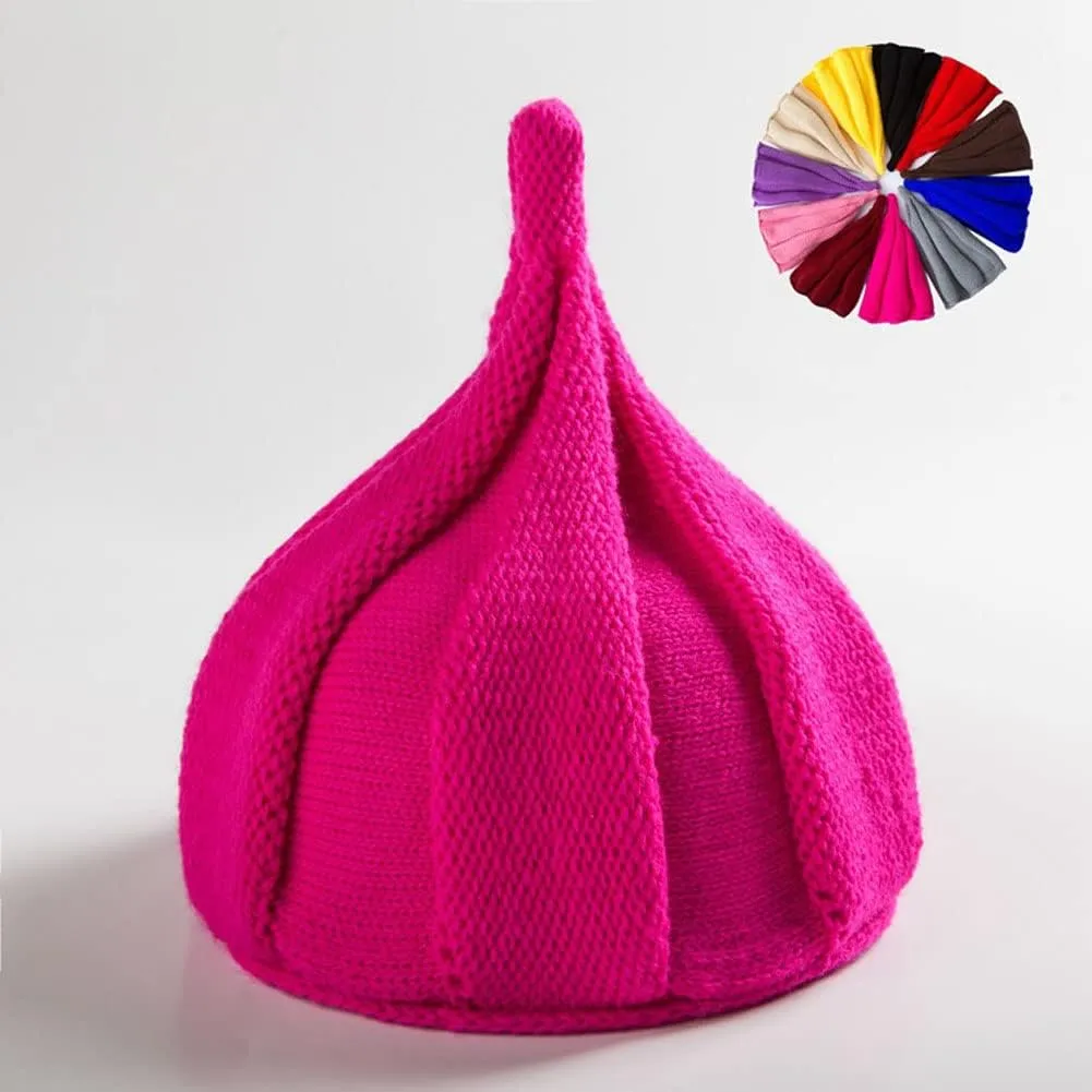 Women Winter Knitted Cone Hat Warm Skull Beanie Fashionable Hats, 2 Pack