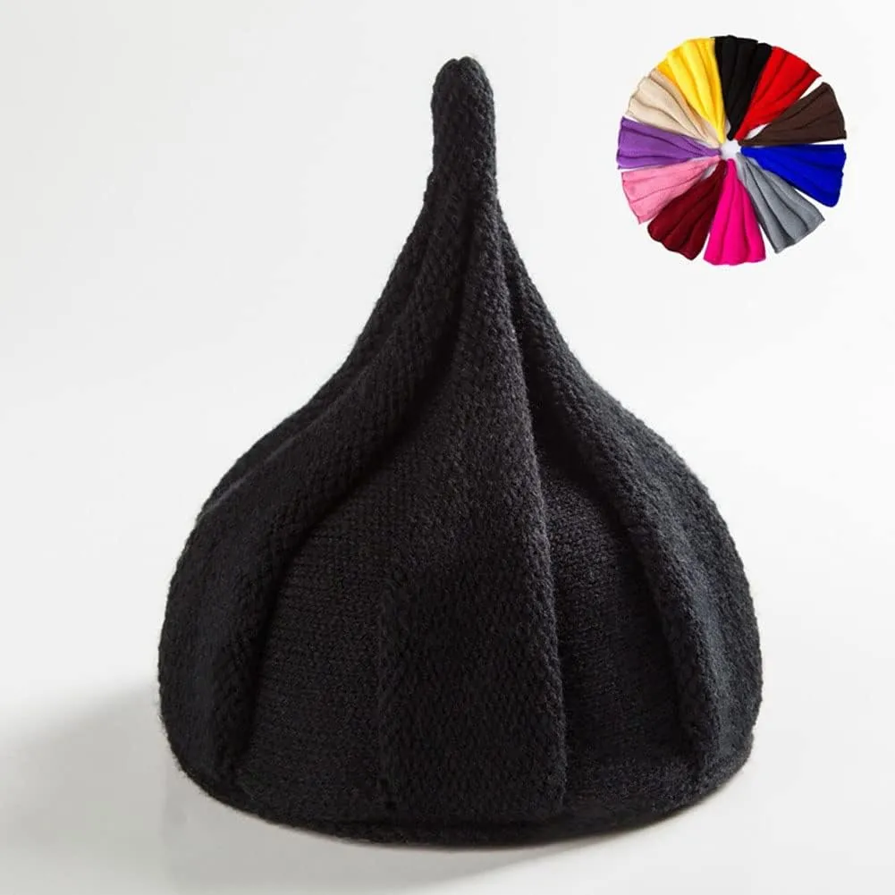 Women Winter Knitted Cone Hat Warm Skull Beanie Fashionable Hats, 2 Pack