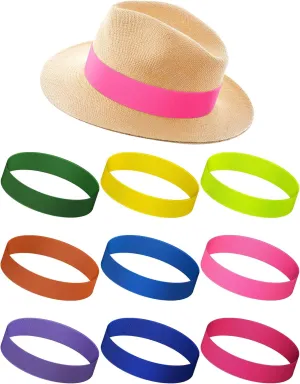 Yahenda 9 Pcs Stretchable Hat Band Ribbon Panama Western Cowboy Hat Bands Costume Headwear for Women Men